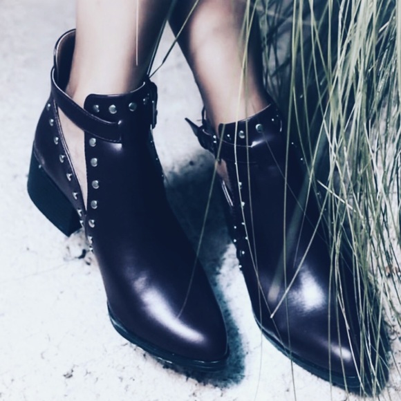 Edgy Side Cut Studded Booties - Picture 2 of 8